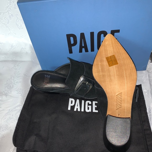 PAIGE KENSINGTON BLACK SUEDE BUCKLE MULE - Picture 6 of 6